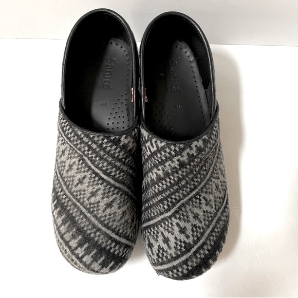 Sanita Women’s Wool Gray Fair Isle Clogs Size EU 41/US 10 - Picture 8 of 11